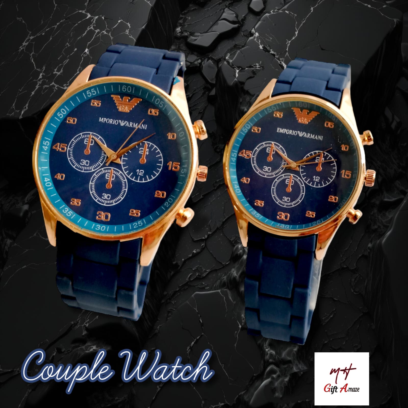 COUPLE WATCH EMPORIO ARMANI Rubber Strap DECENT LOOKS Brandless